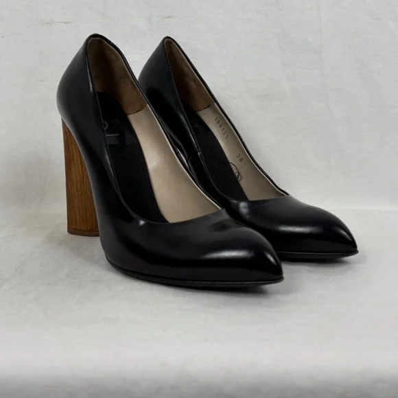 YSL Charlotte Court Shoe Wood Heel 105 Pump FW 2007 Runway Black Leather Pilati - Picture 4 of 14